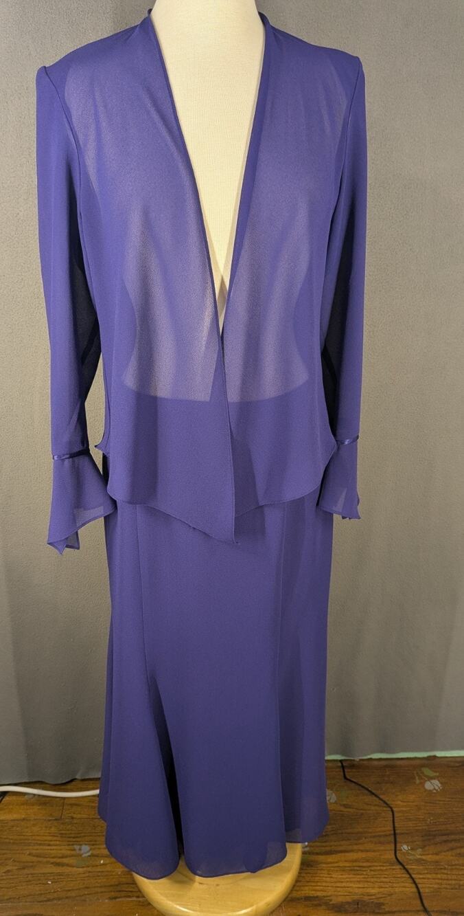 Ursula Of Switzerland Skirt Set Open Jacket Sheer Purple Size 10 Vintage